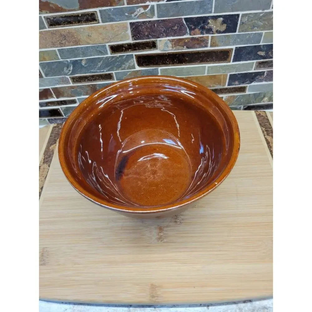 Marcrest Brown Ribbed Stoneware Mixing Bowl Vintage 8
